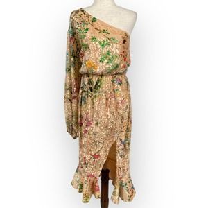 NWT HEMANT AND NANDITA Veena Dress in Nude Size Large One Shoulder Formal
